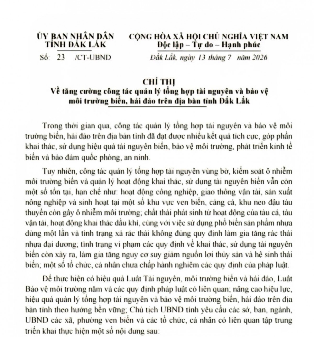 Tăng cường quản lý tài nguyên, bảo vệ môi trường biển, hải đảo và phát triển bền vững
