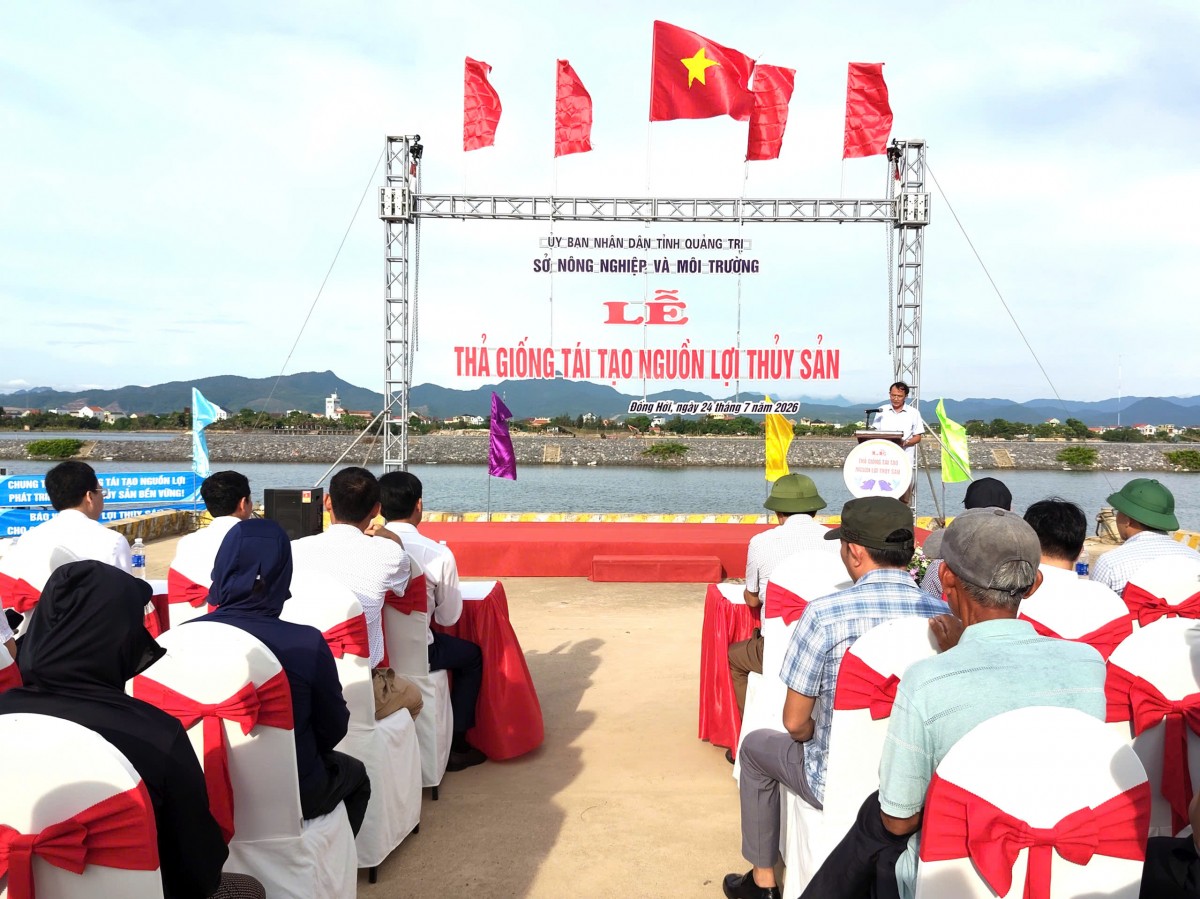 Quảng Trị: Tổ chức thả giống tái tạo nguồn lợi thủy sản năm 2026