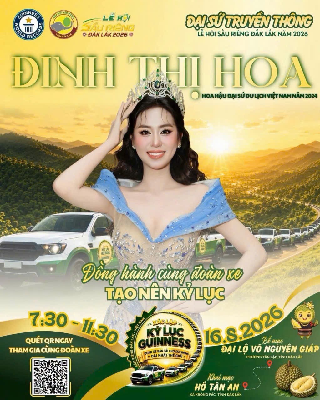 Đắk Lắk kỳ vọng lập kỷ lục Guinness với đoàn xe bán tải chở sầu riêng dài nhất thế giới