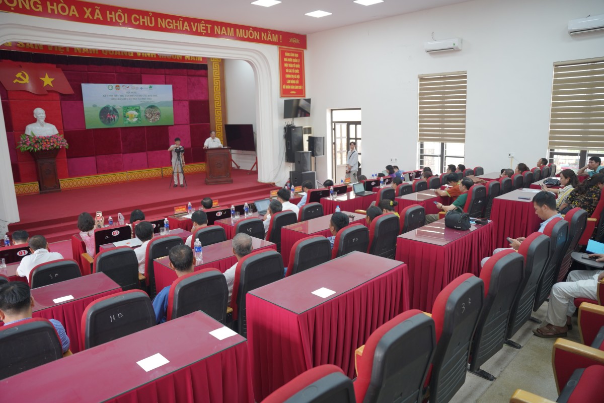 Toàn cảnh Chương trình “Kết nối tiêu thụ sản phẩm hữu cơ PGS Tân Lạc, Phú Thọ” diễn ra ngày 4/8 tại xã Tân Lạc.