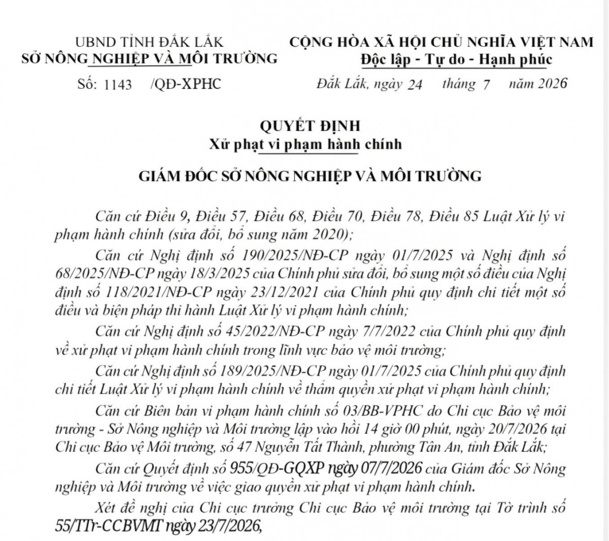 Đắk Lắk: Xử phạt 1,5 tỷ đồng Công ty Mía đường 333 vì vi phạm khí thải vượt quy chuẩn