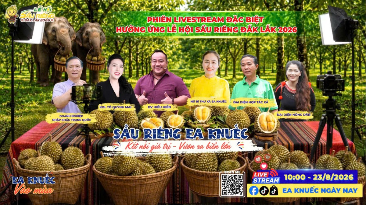 Ea Knuếc vào mùa sầu riêng, đẩy mạnh quảng bá qua phiên livestream kết nối và tiêu thụ