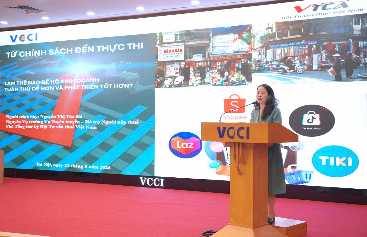 Bà Nguyễn Thị Thu Hà, Phó Tổng Thư ký Hội Tư vấn Thuế Việt Nam, đề xuất lộ trình chuyển đổi phù hợp để hộ kinh doanh từng bước làm quen với phương thức quản lý thuế mới.