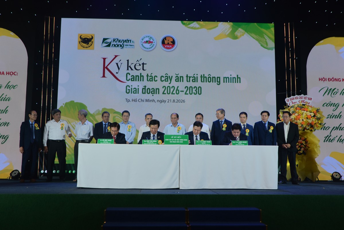 Công ty CP Phân bón Bình Điền ký kết thỏa thuận hợp tác chiến lược về canh tác cây ăn trái thông minh giai đoạn 2026–2030 với Trung tâm Khuyến nông Quốc gia, Viện Cây ăn quả miền Nam và Hội Làm vườn Việt Nam.