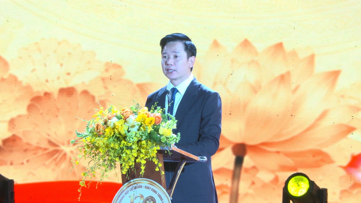 Ông Đoàn Xuân Hiếu, Bí thư phường Tam Kỳ, phát biểu tại lễ kỷ niệm 120 năm Phủ lỵ Tam Kỳ.