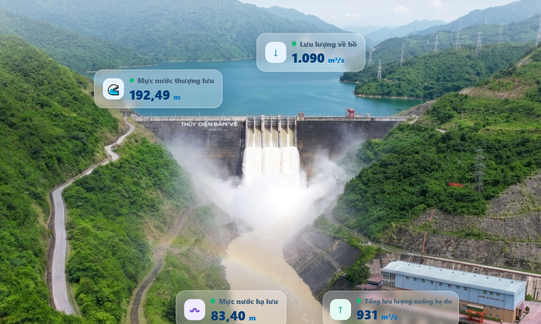 Thủy điện Bản Vẽ vận hành xả nước hồ chứa để đảm bảo an toàn cho vùng hạ du