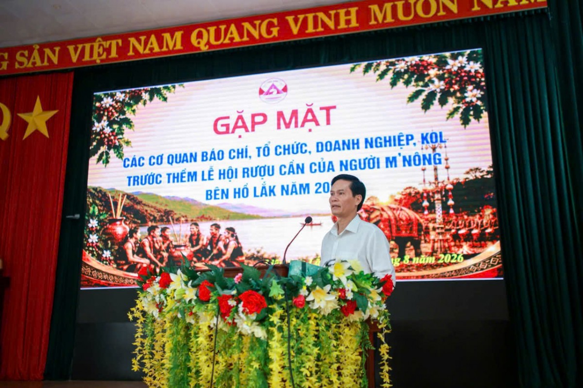 Tổ chức Lễ hội Rượu cần người M’nông tại khu vực bên hồ Lắk năm 2026