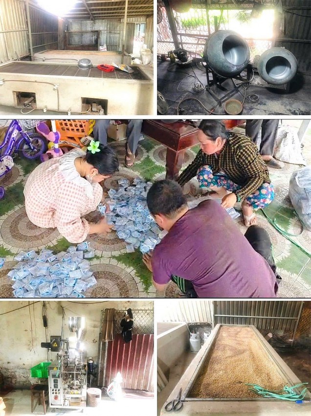 Hiện trường nơi các đối tượng sử dụng để phối trộn, và hoàn thiện thuốc giả.