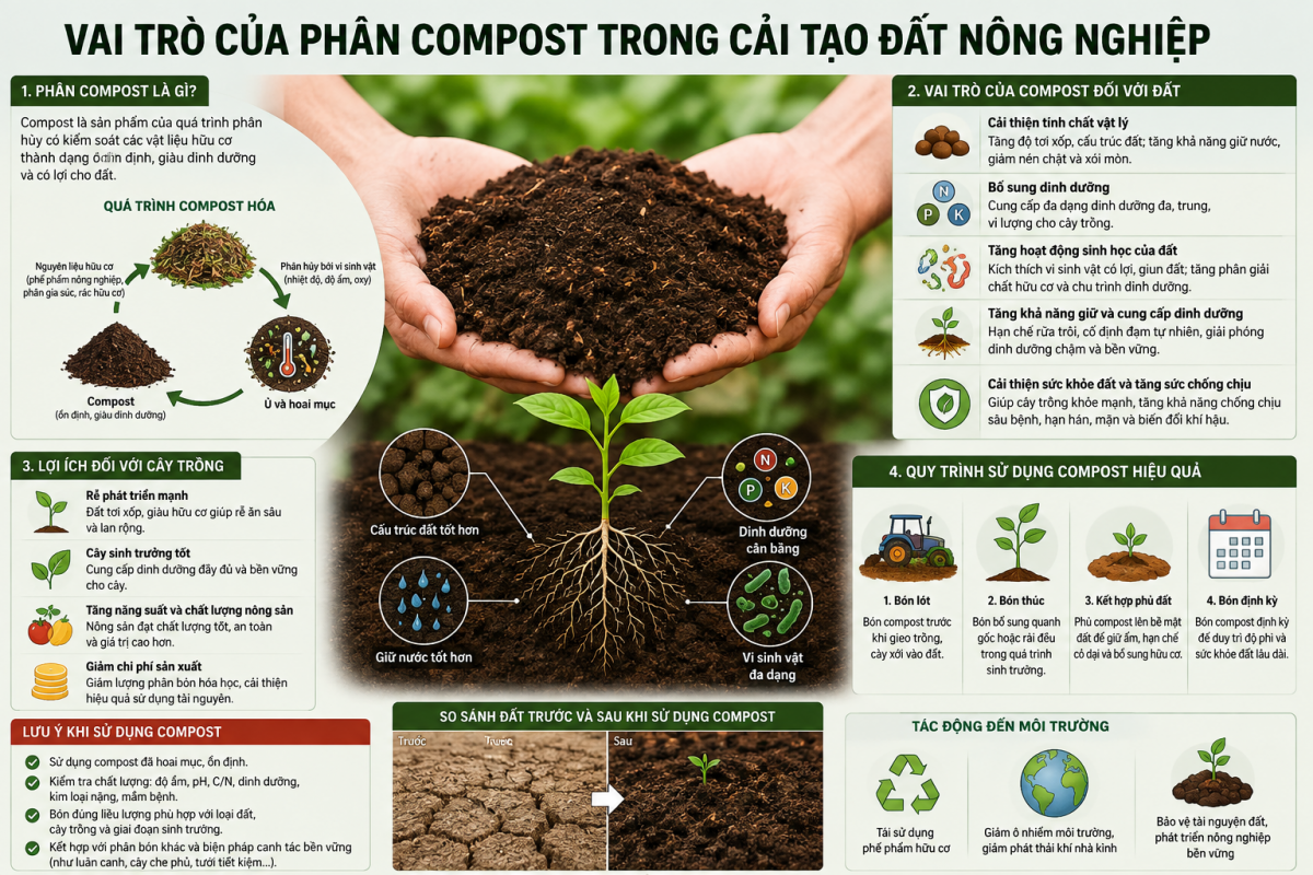 Phân Compost trong cải tạo đất nông nghiệp: Tiếp cận từ góc nhìn chuyên gia