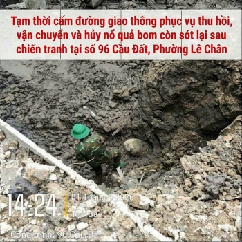 Hải Phòng: Cấm lưu thông qua khu vực xử lý bom còn sót lại sau chiến tranh trong ngày 4/9