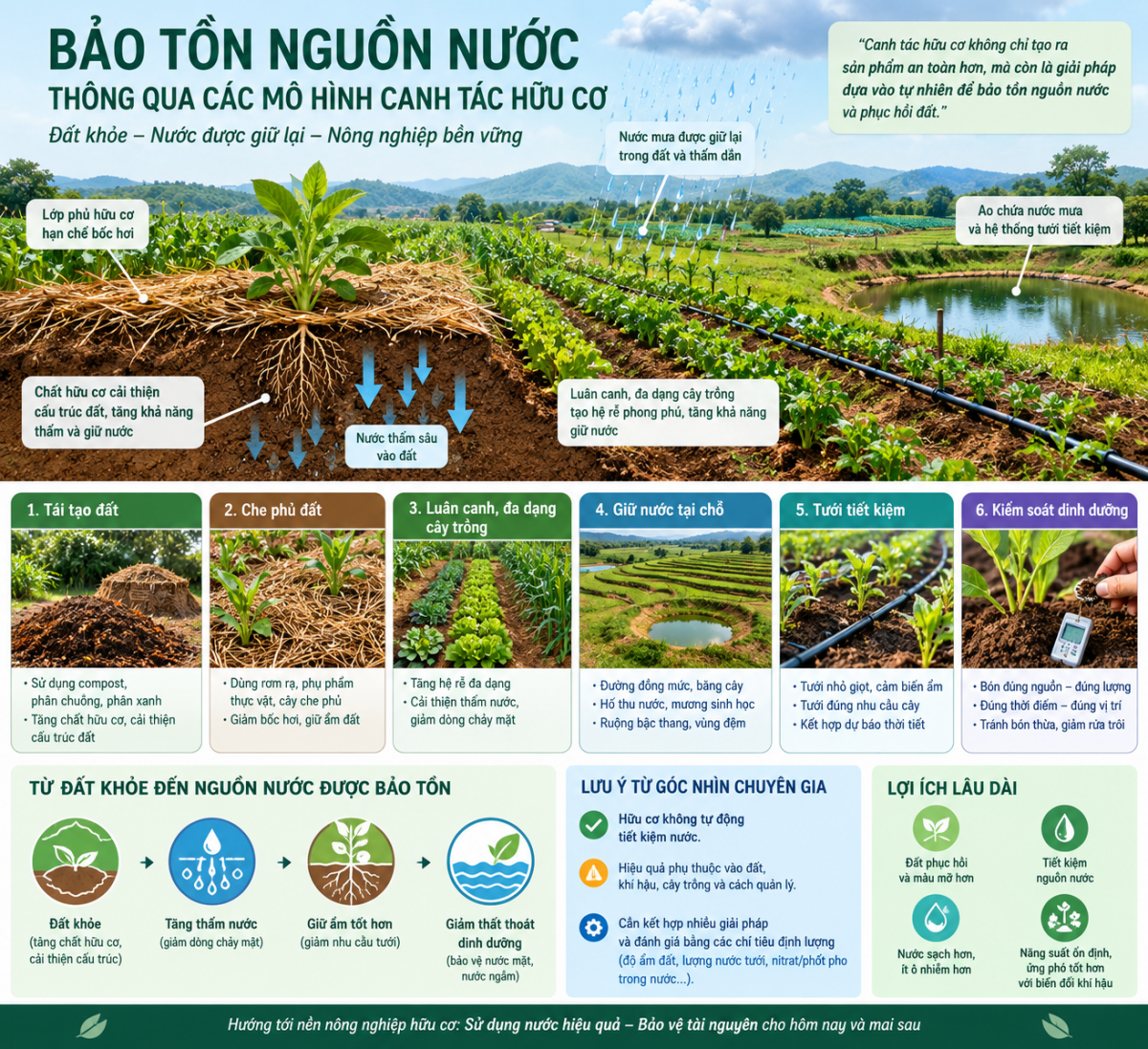 Bảo tồn nguồn nước thông qua các mô hình canh tác hữu cơ: Luận giải dưới góc nhìn chuyên gia