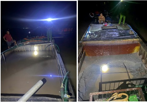 Vĩnh Long: Hai ghe gỗ chở cát không rõ nguồn gốc bị phát hiện trong đêm