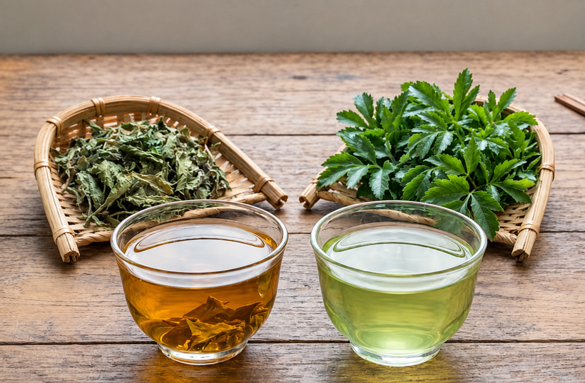 Nước lá đinh lăng tươi và nước lá đinh lăng khô, loại nào tốt hơn?