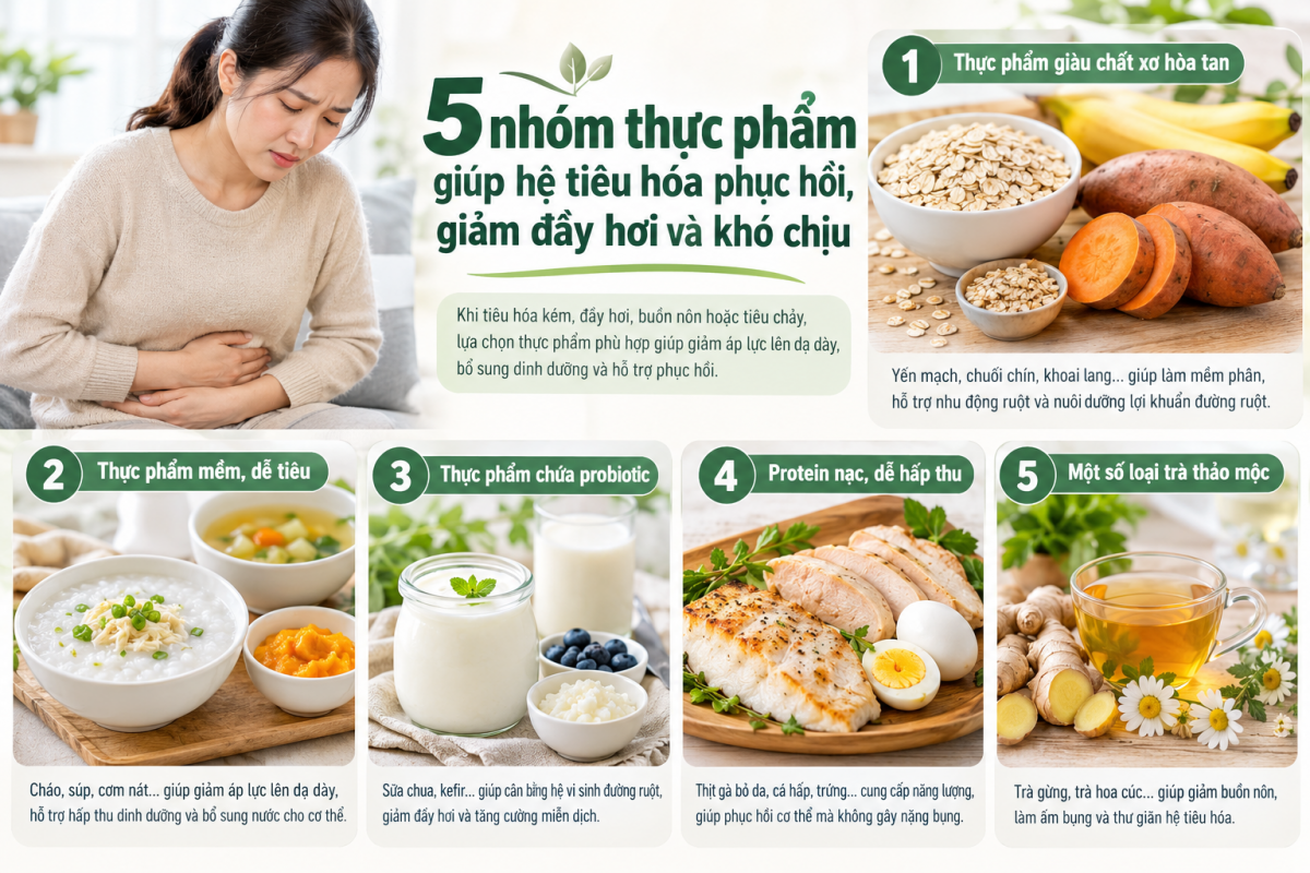 5 nhóm thực phẩm giúp tiêu hóa tốt hơn