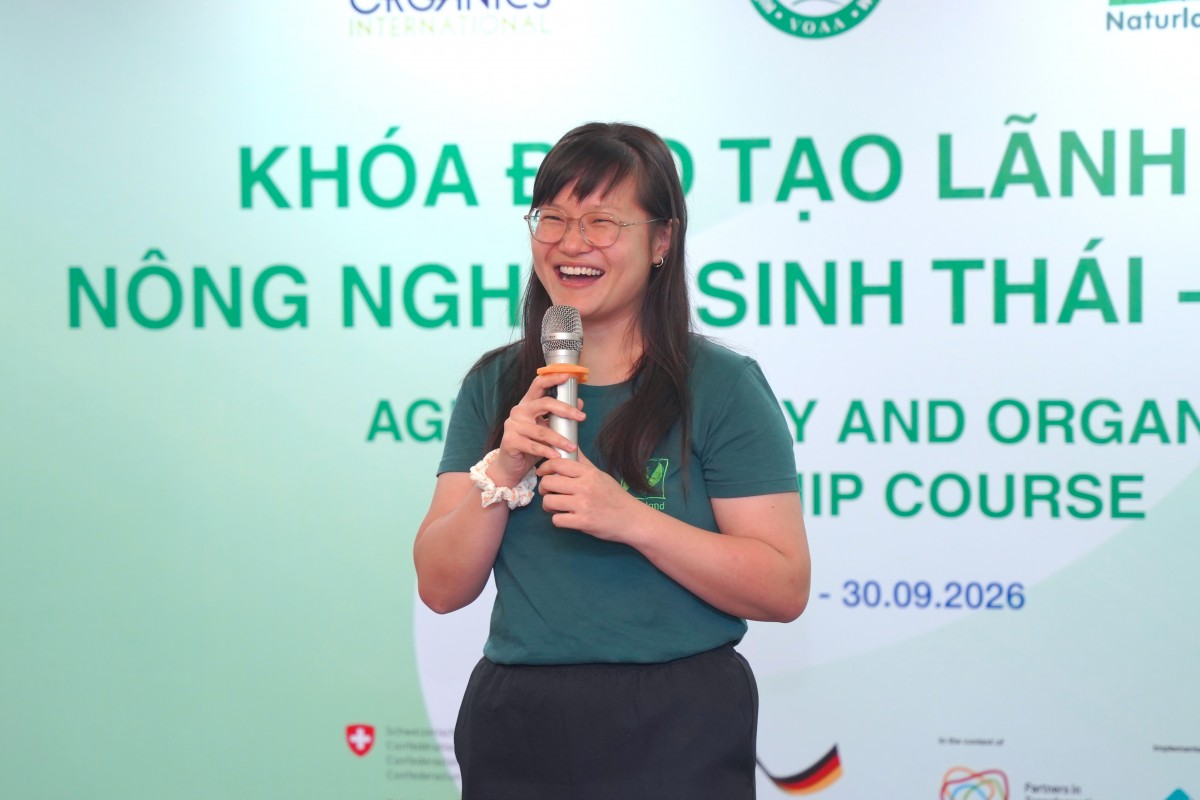 Bà Lê Ngọc Mai Trang, đại diện Naturland, ghi nhận tinh thần học tập, sự cam kết và những kết nối được hình thành trong hành trình AOLC 2026.