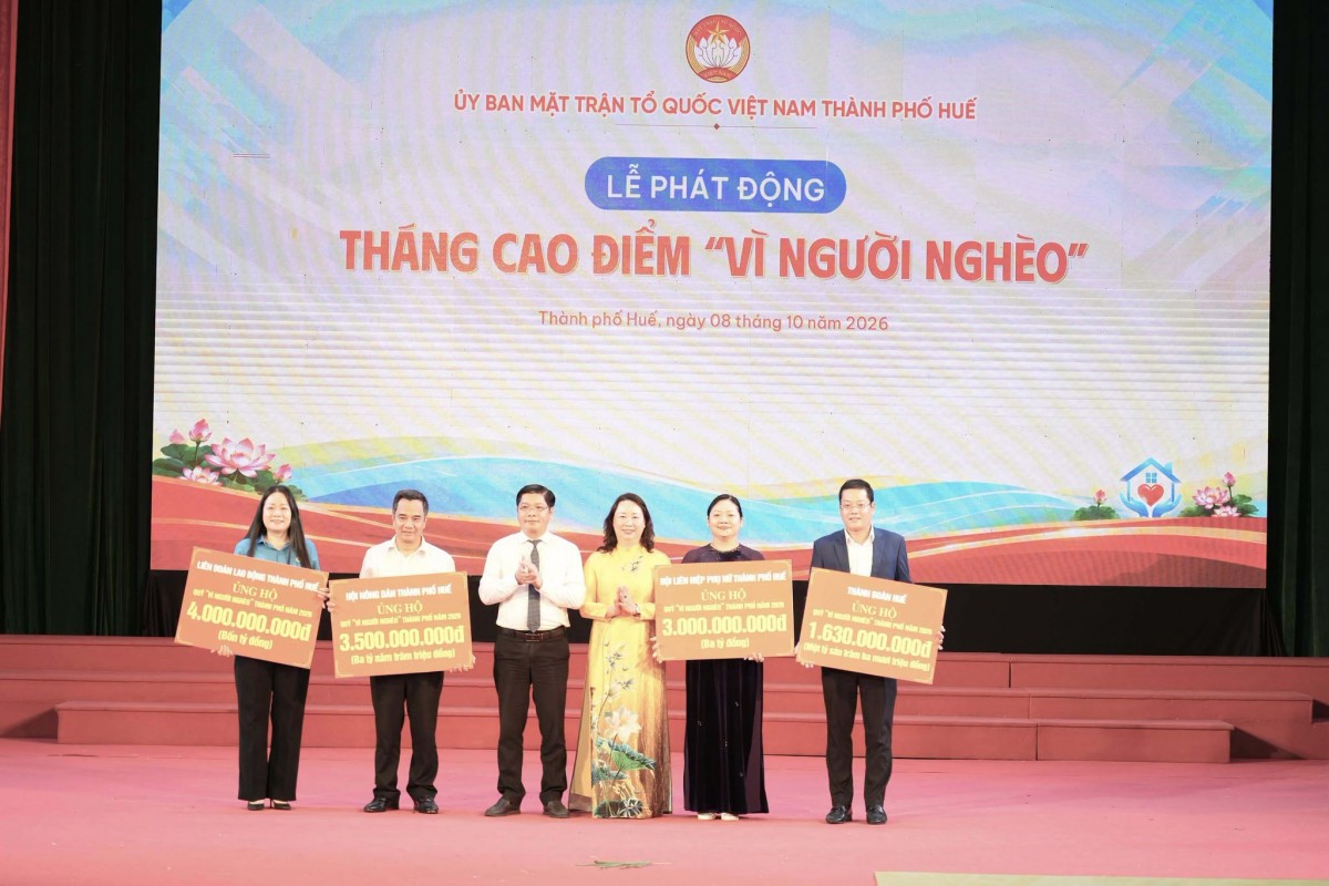 Lễ phát động Vì người nghèo năm 2026 tại thành phố Huế, chung tay bảo đảm an sinh xã hội.