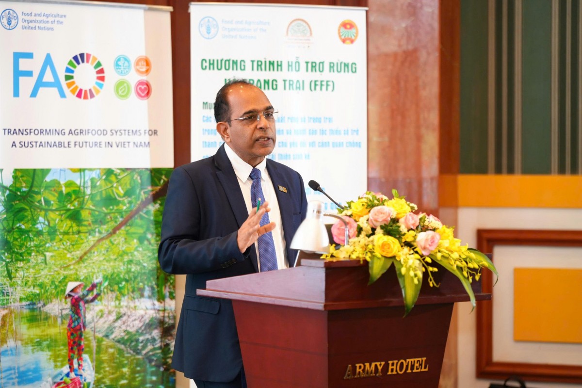 Ông Vinod Ahuja, Trưởng đại diện FAO tại Việt Nam, phát biểu tại hội thảo.