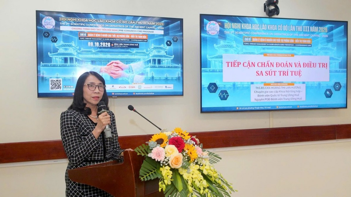 Hội nghị Khoa học Lão khoa Cố đô 2026 về chăm sóc sức khỏe người cao tuổi và điều trị toàn diện tại Huế.
