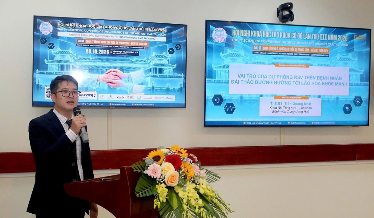 Hội nghị Khoa học Lão khoa Cố đô 2026 về chăm sóc sức khỏe người cao tuổi và điều trị toàn diện tại Huế.