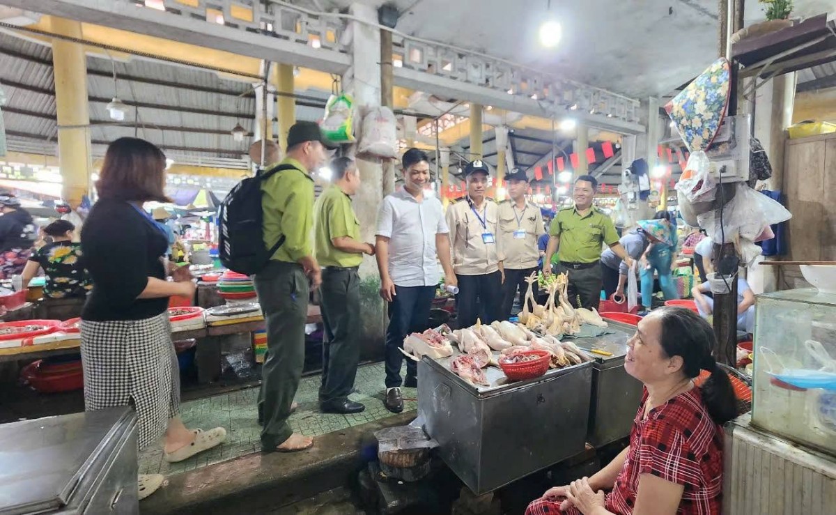 Lực lượng kiểm lâm tuyên truyền bảo vệ động vật hoang dã tại các chợ ở Huế.
