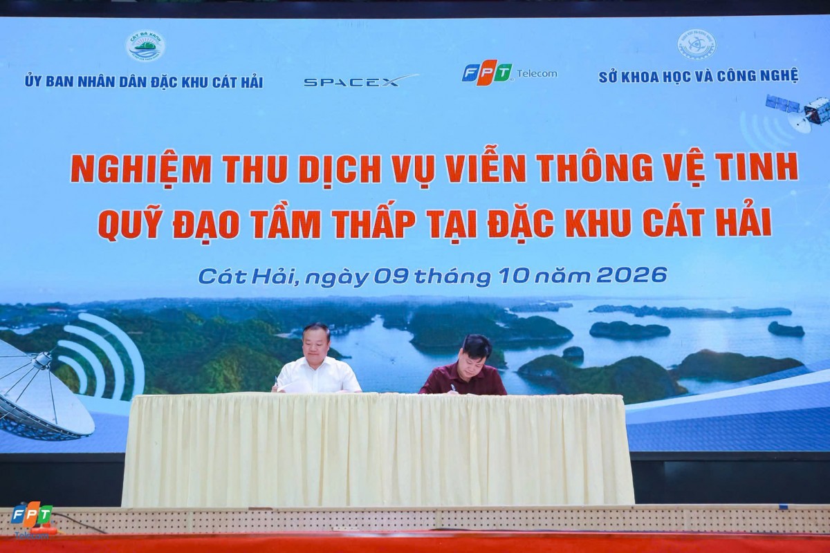 Nghiệm thu dịch vụ viễn thông vệ tinh quỹ đạo thầm thấp. Nguồn FPT