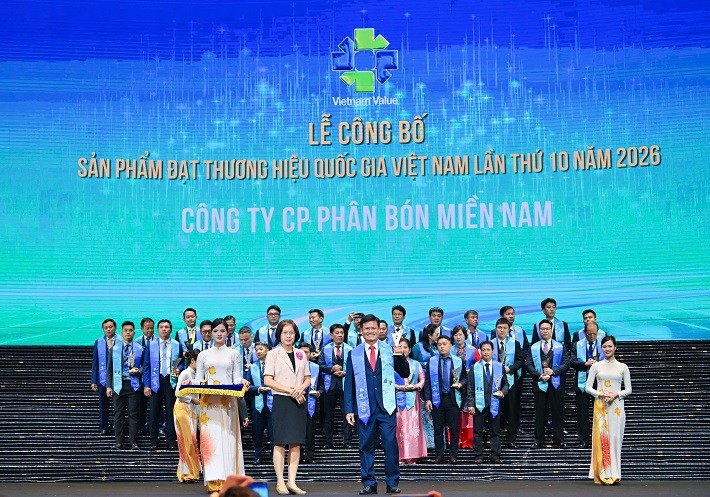 Phân bón Miền Nam được vinh danh Thương hiệu quốc gia Việt Nam 2026