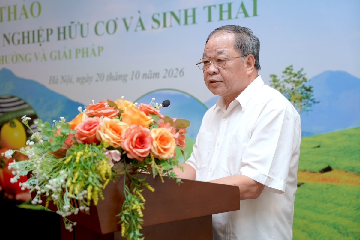 TSKH. Hà Phúc Mịch, Chủ tịch Hiệp hội Nông nghiệp Hữu cơ Việt Nam, phát biểu khai mạc, đề nghị tập trung tháo gỡ những điểm nghẽn về chính sách, vật tư đầu vào, nguồn nhân lực và thị trường.