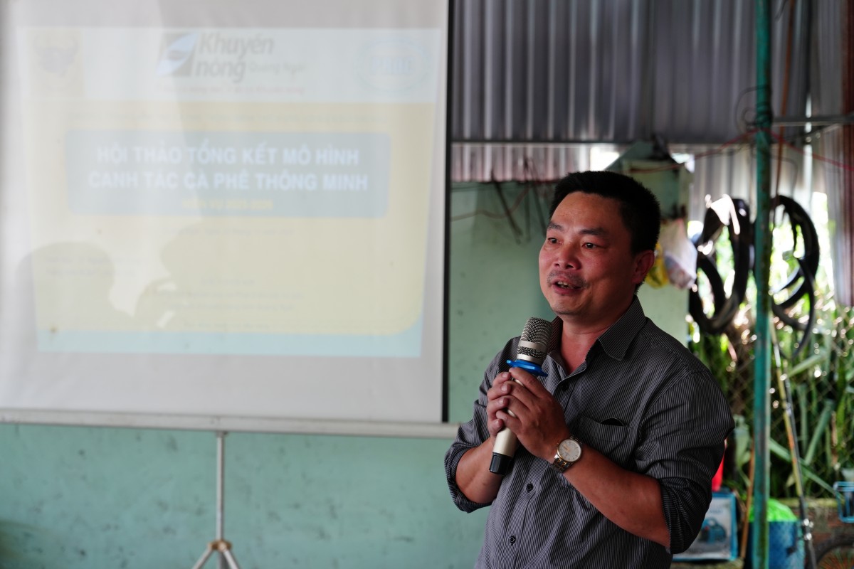 TS. Nguyễn Văn Long, Trung tâm Nghiên cứu và Phát triển cây Hồ tiêu, báo cáo kết quả mô hình tại hội thảo.